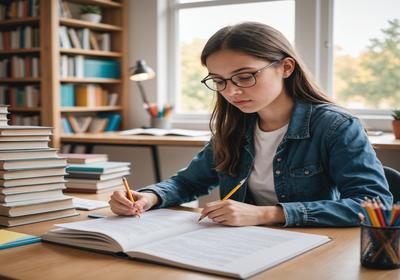 Student preparing for IELTS exam