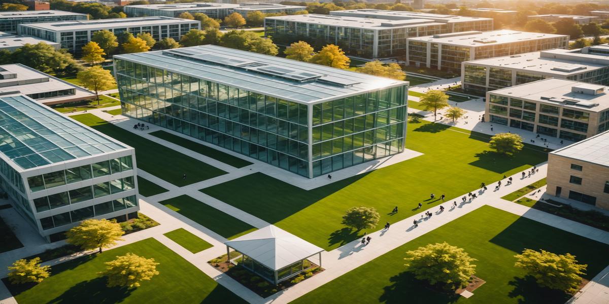 Students studying abroad at a modern university campus