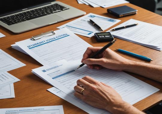 Student reviewing visa application documents with an AECC advisor